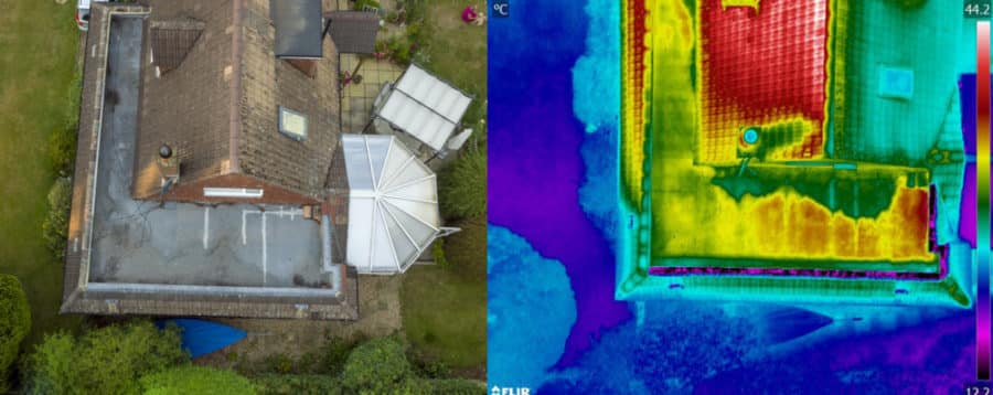 Flat roof water ingress detection using Thermal Imaging