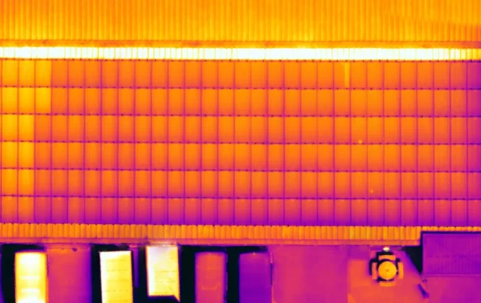 Commercial solar PV array on farm building roof