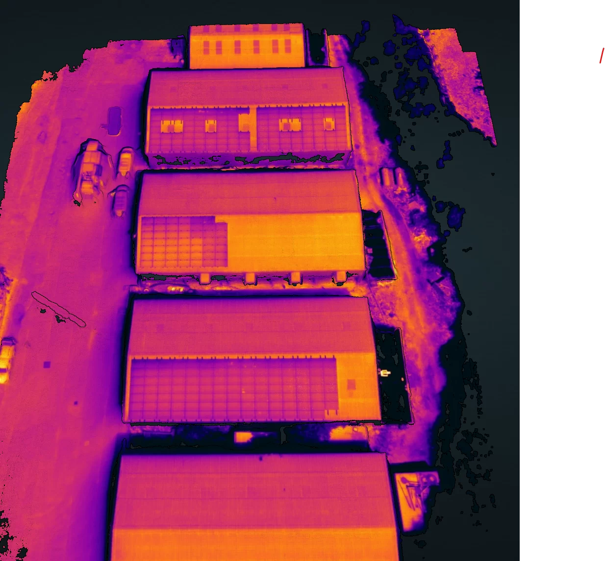 Thermal inspection of a solar array on a farm roof Thermal inspection of a solar array on a farm roof