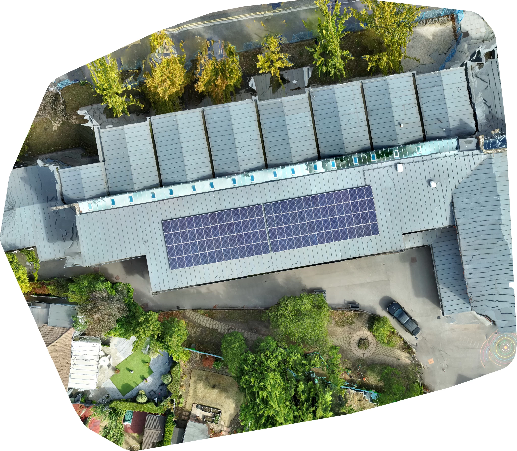 ortho map of solar array on school roof